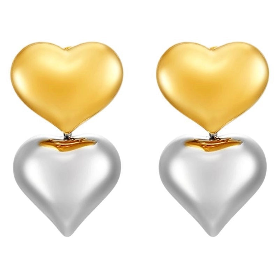 1 Pair Sweet Heart Shape 304 Stainless Steel 18K Gold Plated Drop Earrings