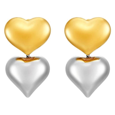 1 Pair Sweet Heart Shape 304 Stainless Steel 18K Gold Plated Drop Earrings