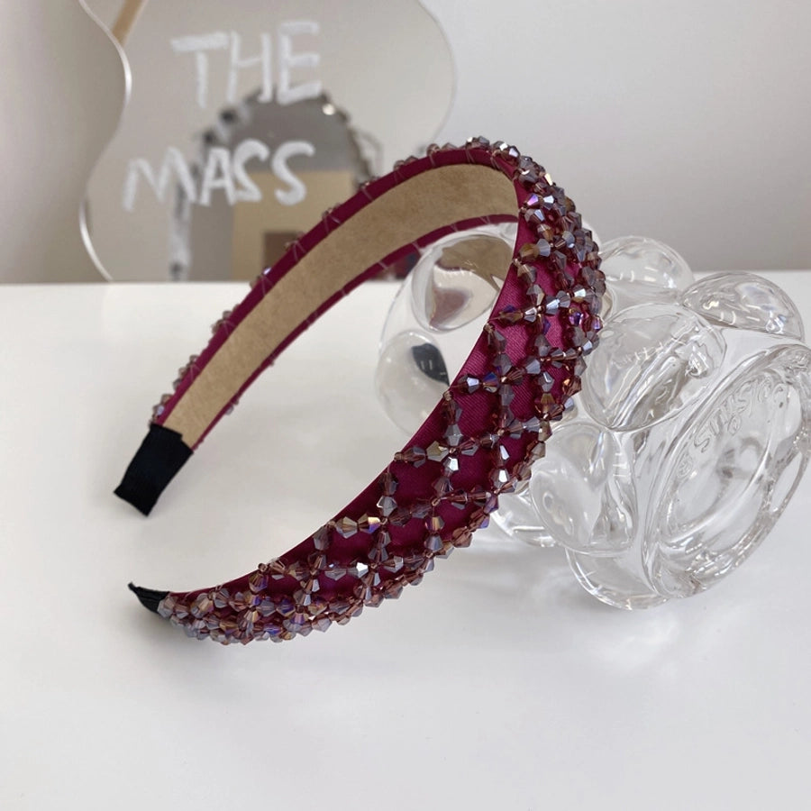 women's retro u shape plaid rhinestone