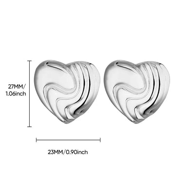 1 Pair Vintage Style Heart Shape 304 Stainless Steel 18K Gold Plated Ear Studs