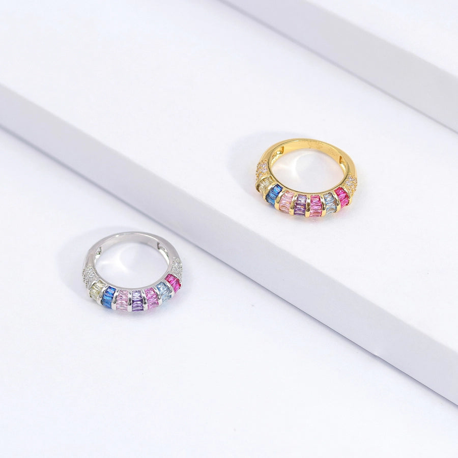 Copper Plating Geometric Zircon Copper Rings