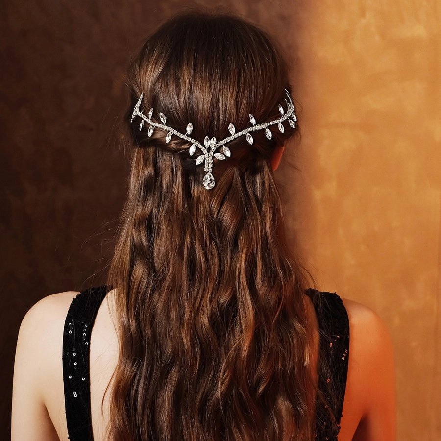 Women's Bridal Shiny Solid Color Rhinestone Copper Inlay Rhinestones Hair Band