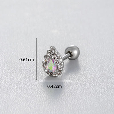 1 Piece Classic Style Water Droplets Inlay Copper Zircon Ear Studs