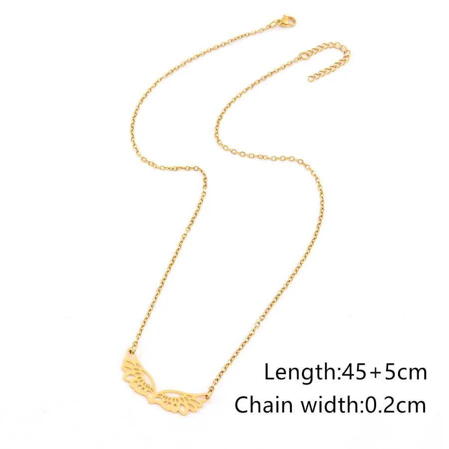 Wholesale Jewelry Simple Style Classic Style Wings 201 Stainless Steel 304 Stainless Steel Pendant Necklace cable chain