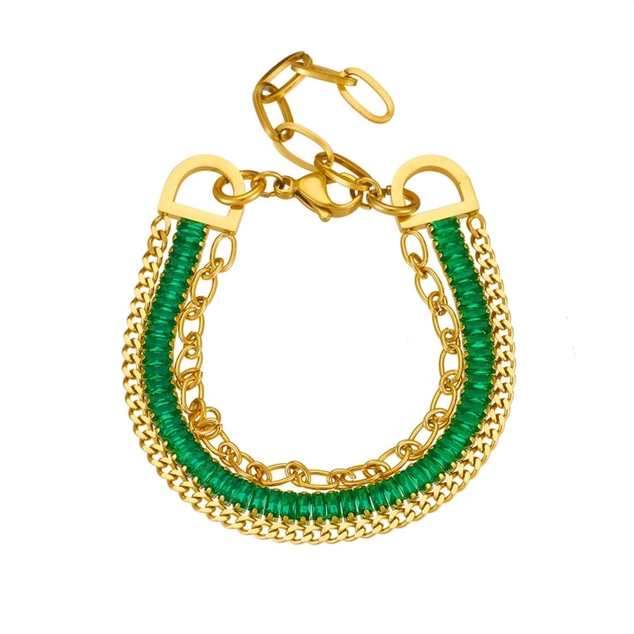 Elegant Lady Geometric Titanium Steel Diamond Bracelets In Bulk