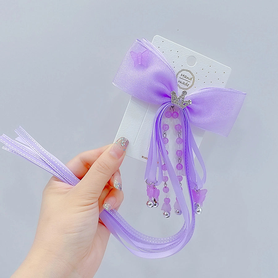 girl's fairy style princess bow knot cloth hair clip