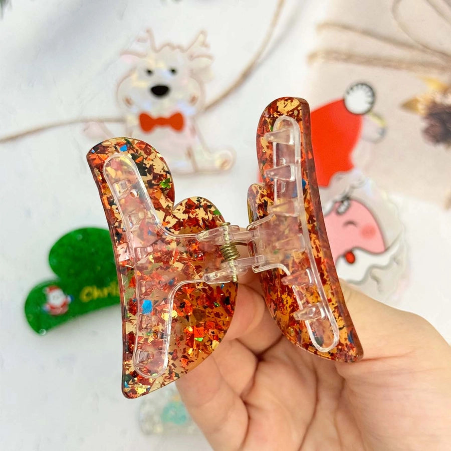 Christmas Cute Simple Style Women's Animal Santa Claus Heart Shape Arylic Hair Claws