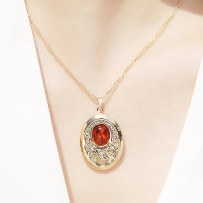 Retro Oval 18K Gold Plated White Gold Plated Turquoise Agate Alloy  Locket Necklace