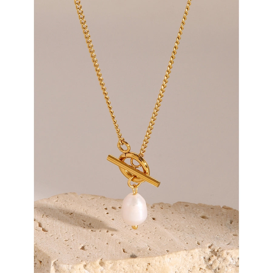 Jewelry Simple Style Classic Style Oval 304 Stainless Steel Toggle Pendant Necklace