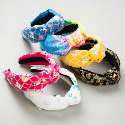Women's Shiny Grid Sequin Cloth Inlay Sequins Hair Band
