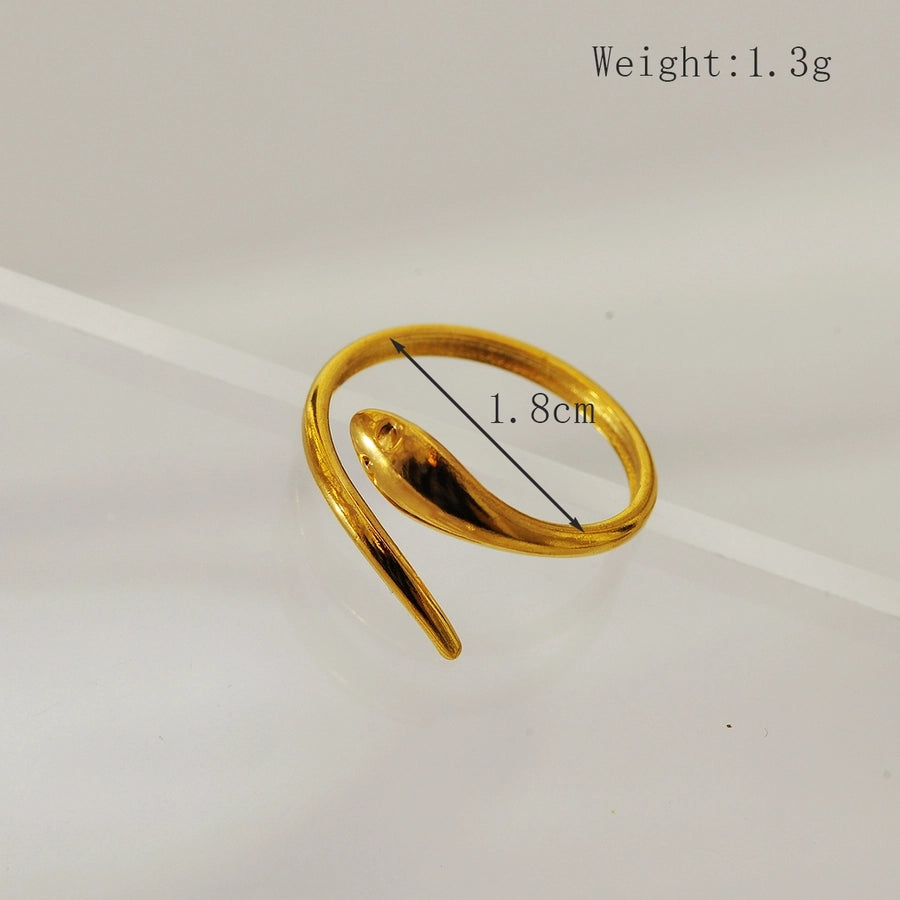 Jewelry Elegant Simple Style Snake 304 Stainless Steel 18K Gold Plated Open Rings