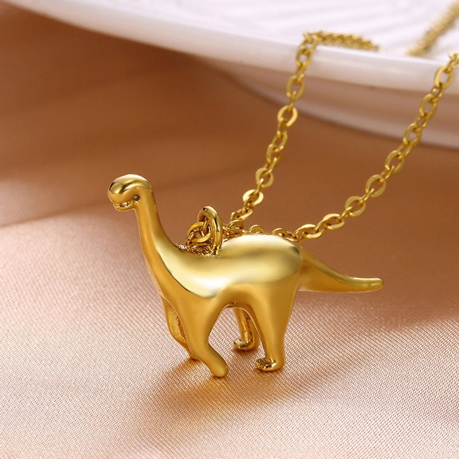 Jewelry Cute Hip-Hop Dinosaur Titanium Steel Plating Pendant Necklace