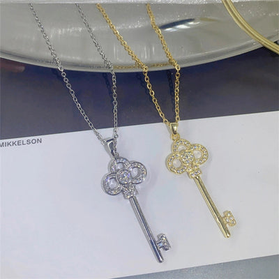 Copper O-shaped chain 18K Gold Plated Rose Gold Plated White Gold Plated Inlay Key Zircon Pendant Necklace