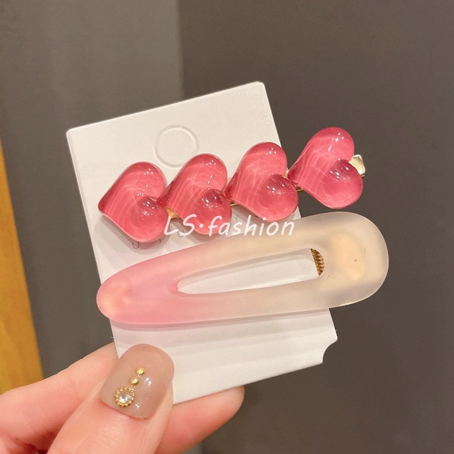 Women's Cute Heart Shape Arylic Alloy Hair Clip