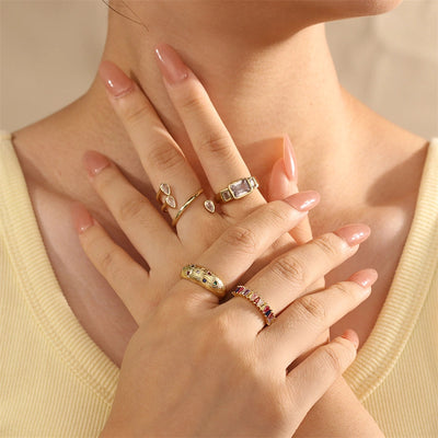 Jewelry Vintage Style Classic Style Geometric Lines Copper Zircon Open Rings