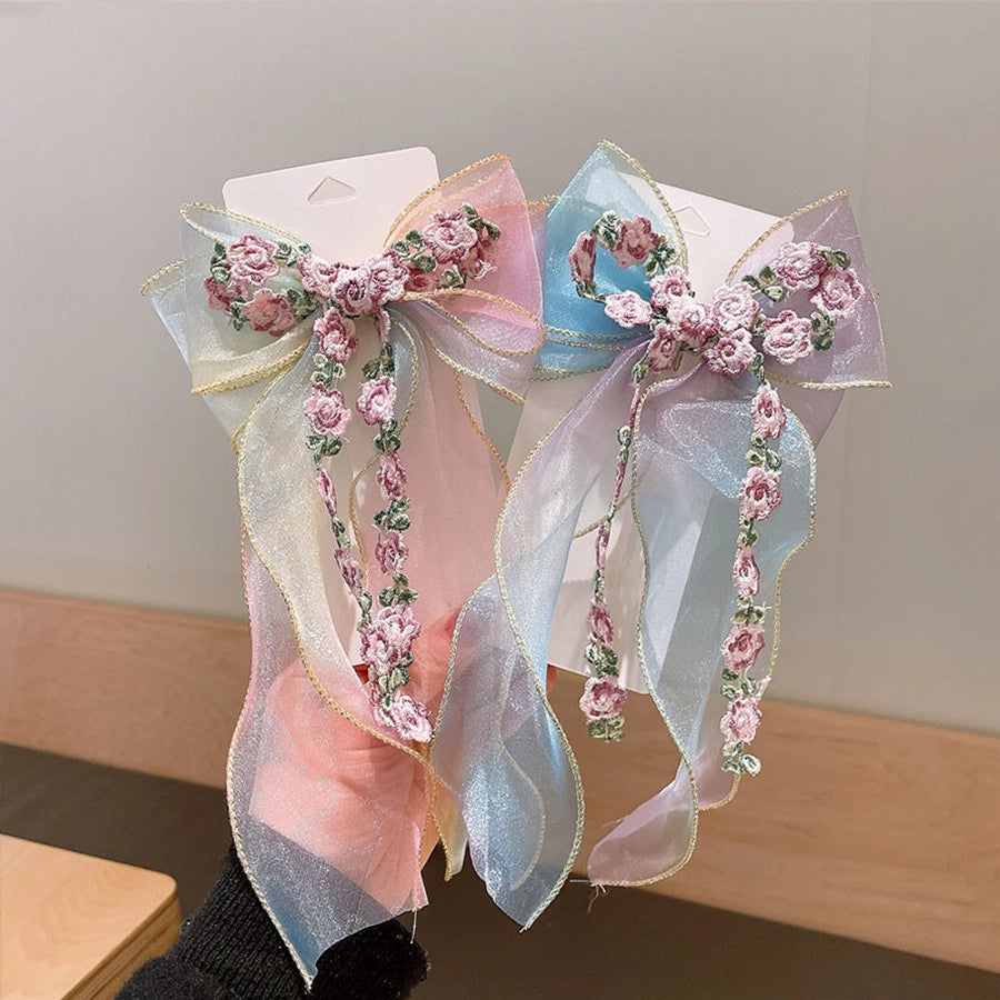 sweet bow knot synthetic yarn hair clip