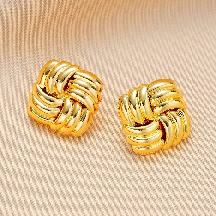 1 Pair Exaggerated Square Stripe Plating Alloy Gold Plated Ear Studs