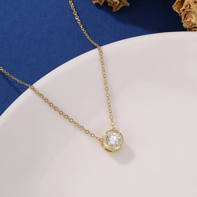 Jewelry Elegant Sweet Simple Style Round Copper Zircon Imitation Gold  Inlay Necklace