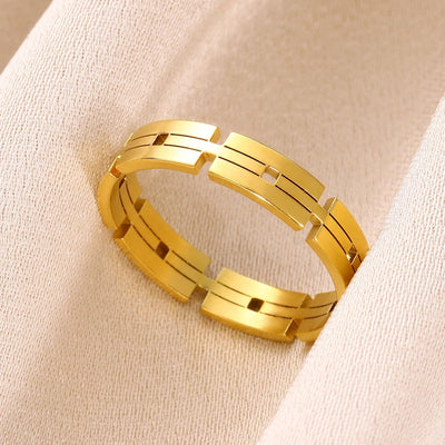 Jewelry Simple Style Commute Geometric 304 Stainless Steel 18K Gold Plated Rings
