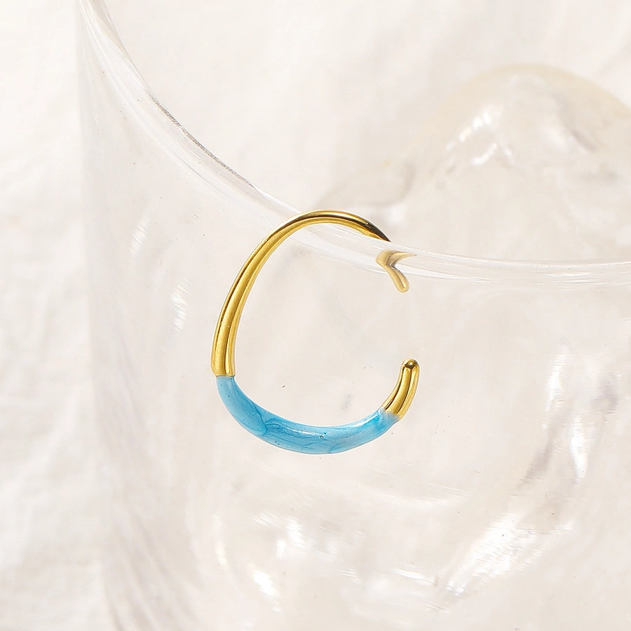 1 Pair Elegant C Shape Geometric Enamel Titanium Steel Ear Studs