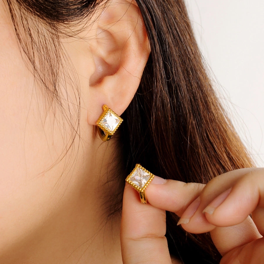1 Pair Casual Commute Square Plating 304 Stainless Steel 316 Stainless Steel  18K Gold Plated Drop Earrings