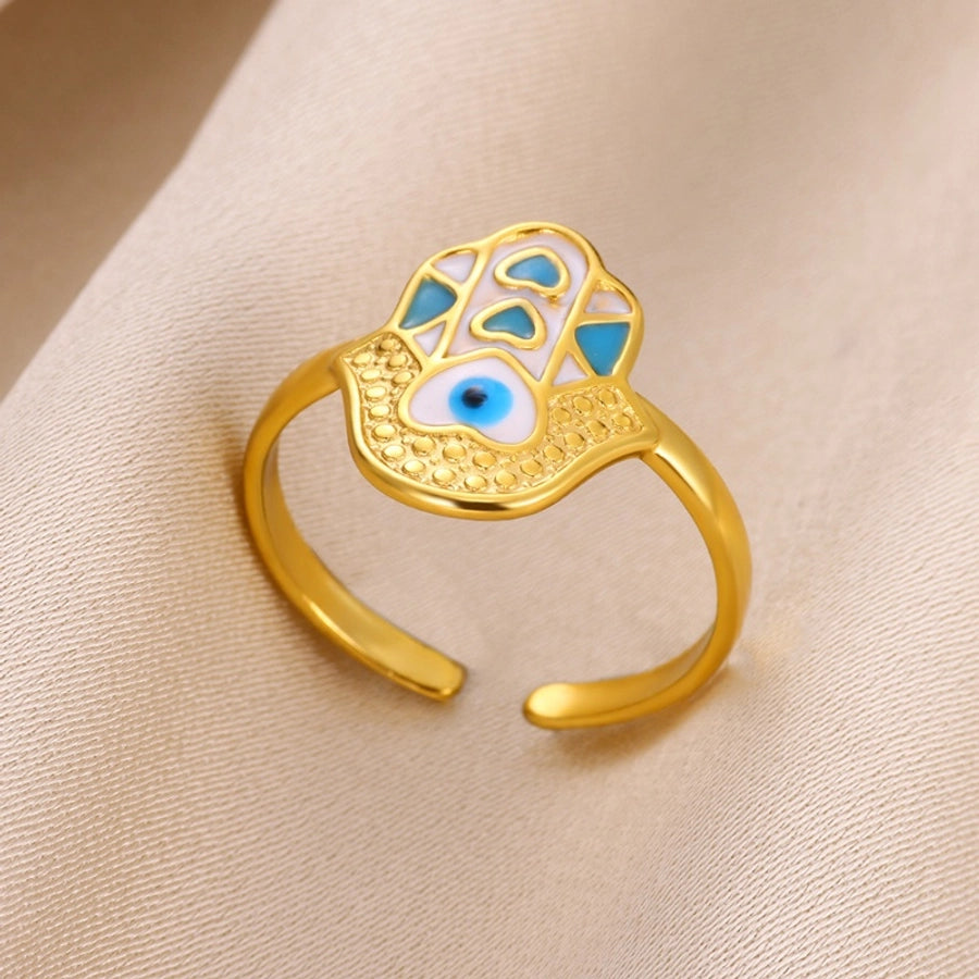 Jewelry Classical Funny Romantic Palm Eye 304 Stainless Steel Enamel Stainless Steel Rings
