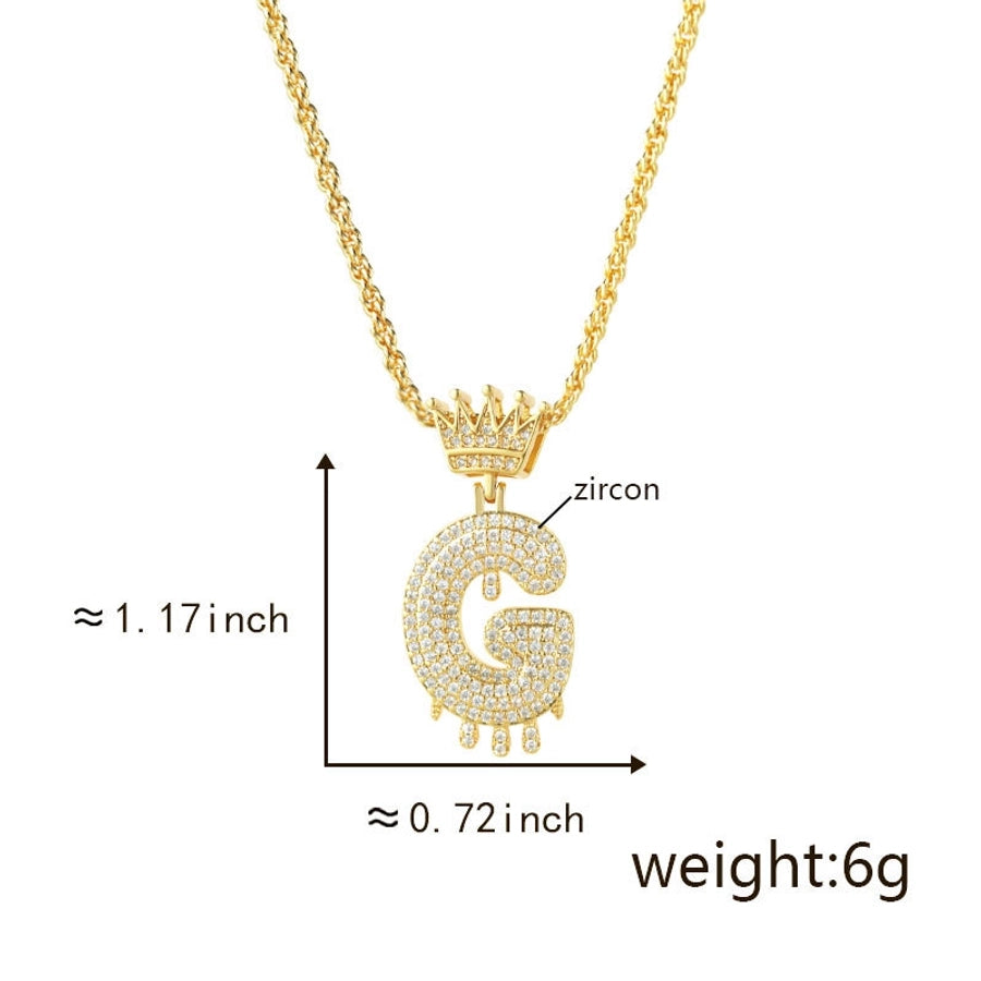 Copper Hemp flowers chain 18K Gold Plated Letter Zirconia Pendant Necklace