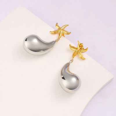 1 Pair Retro Commute Starfish 304 Stainless Steel 316 Stainless Steel  18K Gold Plated Drop Earrings