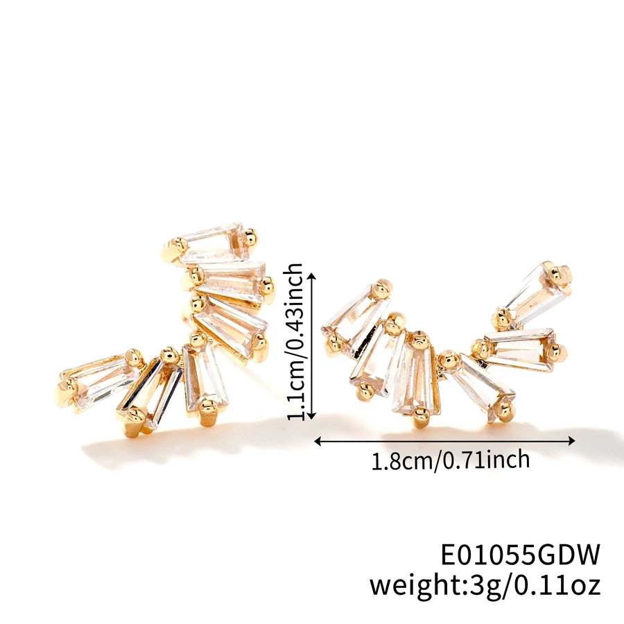 1 Pair Elegant Glam Shiny Cat Inlay Copper Zircon K Gold Plated Rhodium Plated Earrings