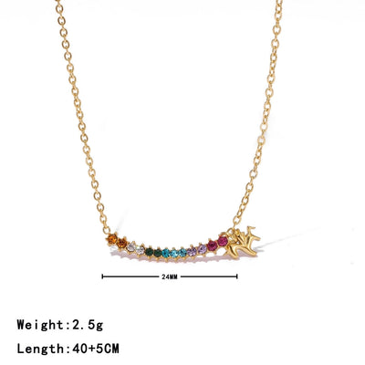 Jewelry Luxurious Sweet Commute Color Block 304 Stainless Steel Zircon White Gold Plated Gold Plated Inlay Pendant Necklace