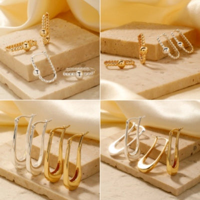 1 Pair Retro Shiny Korean Style Geometric Plating Copper K Gold Plated Earrings