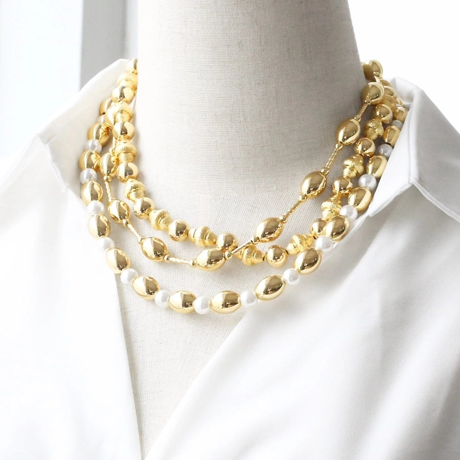 Copper 18K Gold Plated Oval Bracelets Necklace