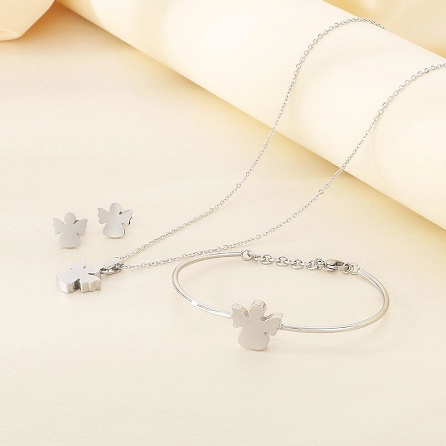 Jewelry Simple Style Angel 304 Stainless Steel 18K Gold Plated Jewelry Set