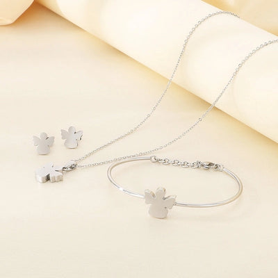 Jewelry Simple Style Angel 304 Stainless Steel 18K Gold Plated Jewelry Set