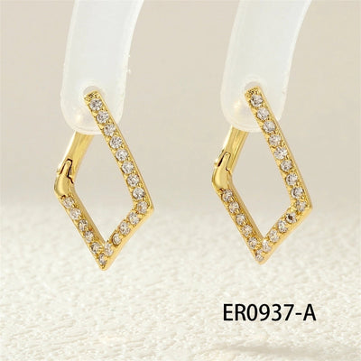 1 Pair IG Style Simple Style Commute Geometric Inlay Copper Zircon 18K Gold Plated Earrings