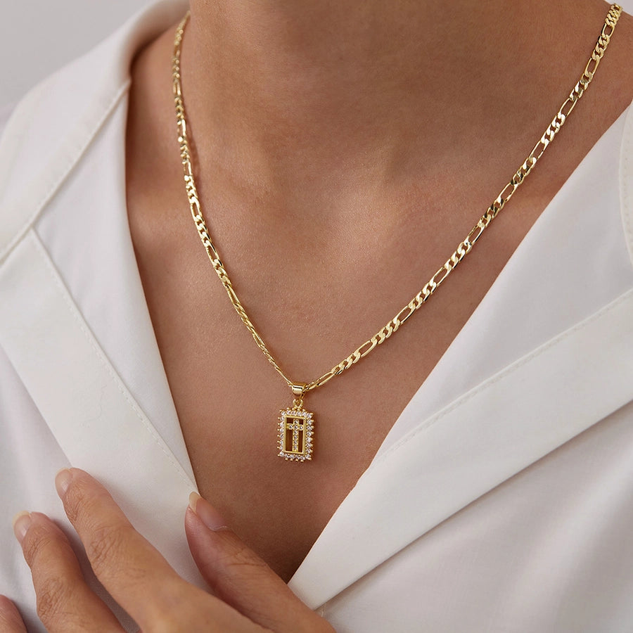 Jewelry French Style Simple Style Cross Copper 14K Gold Plated Pendant Necklace