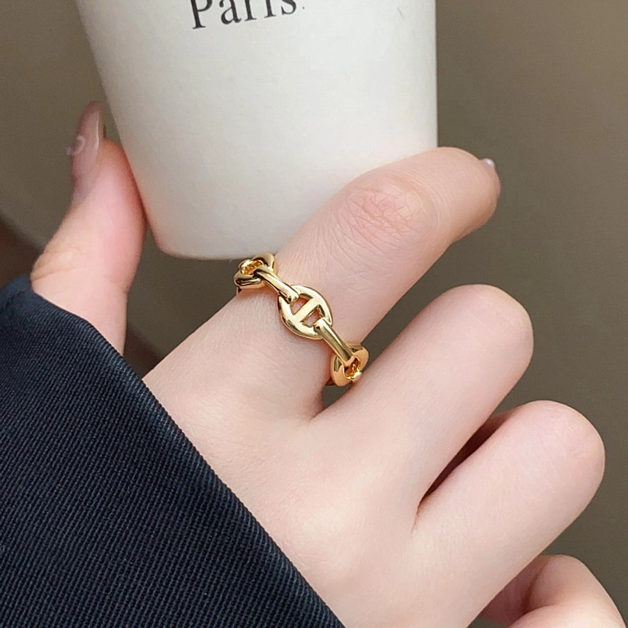 Jewelry French Style IG Style Geometric Titanium Steel Plating Open Rings