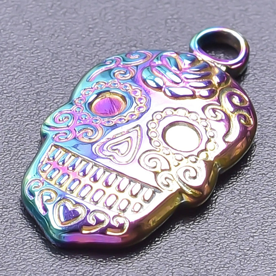 Jewelry Casual Hip-Hop Funny Skull 304 Stainless Steel 18K Gold Plated Plating Pendant Necklace