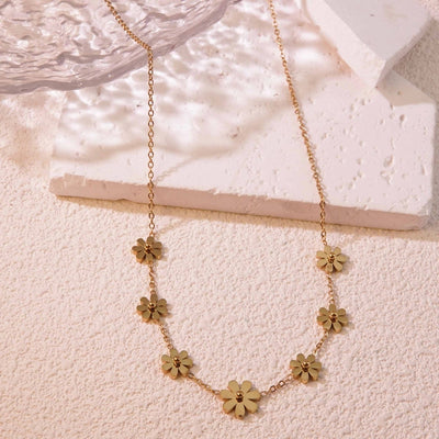 Jewelry Princess Sweet Simple Style Flower 304 Stainless Steel 18K Gold Plated Plating Jewelry Set