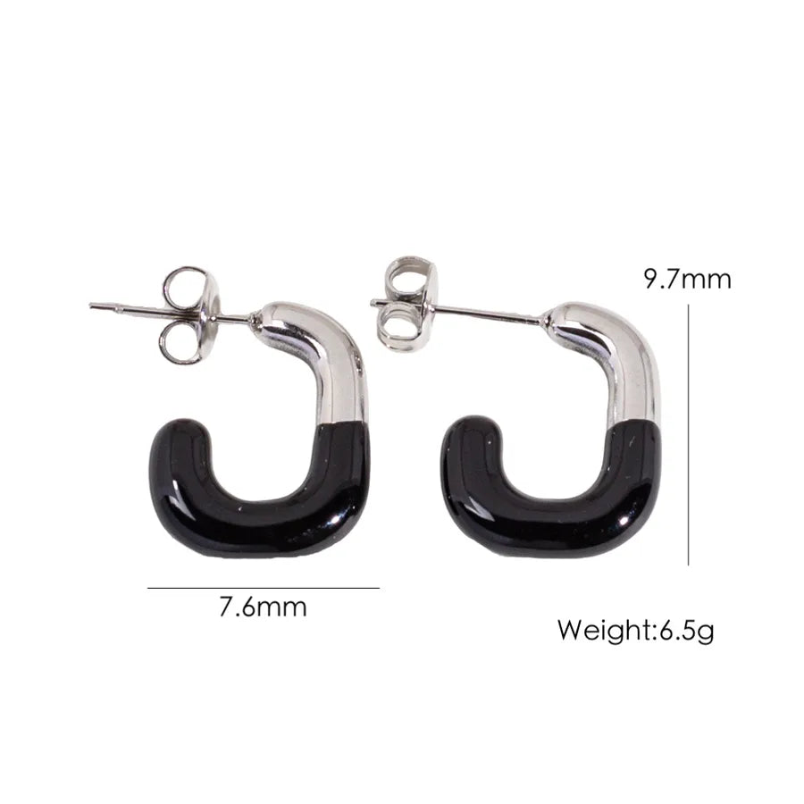 1 Pair IG Style Sweet Simple Style U Shape Enamel 304 Stainless Steel 14K Gold Plated Ear Studs