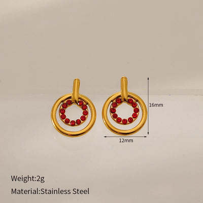 1 Pair Elegant Geometric 304 Stainless Steel Zircon Ear Studs