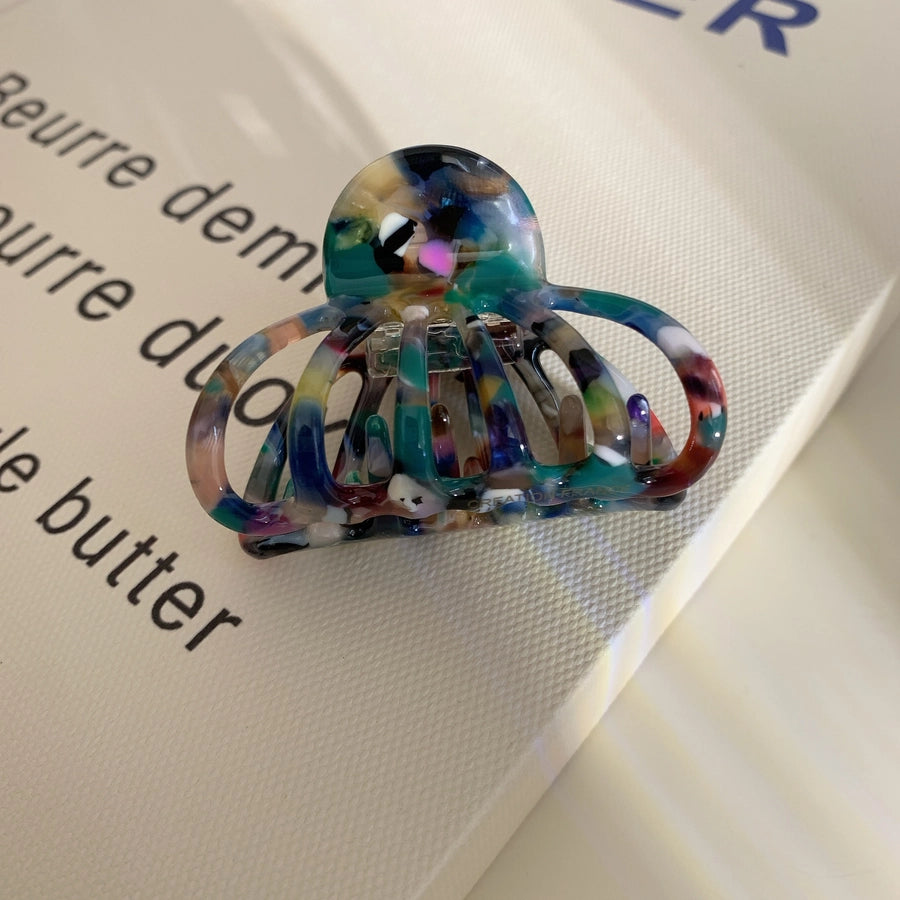 Women's Casual Simple Style Marble Shell Acetic acid sheets Hollow Out Hair Claws