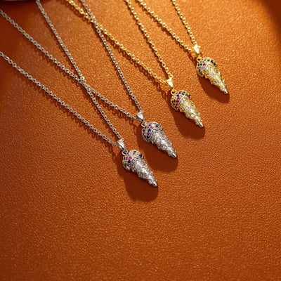 Jewelry Sweet Cone Copper Zircon 18K Gold Plated White Gold Plated Pendant Necklace