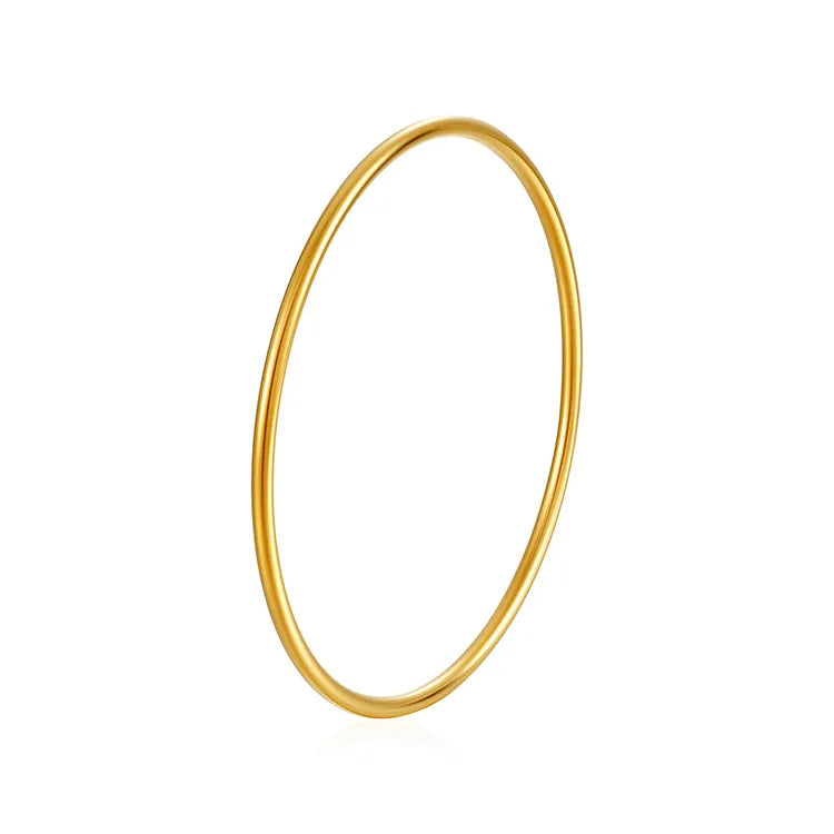 Simple Style Solid Color 304 Stainless Steel 18K Gold Plated Bangle In Bulk