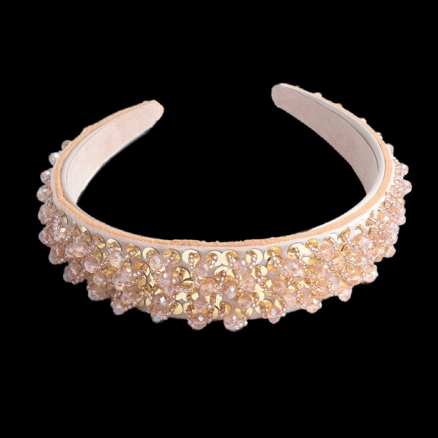 Women's Lady Geometric Artificial Pearl Cloth Rhinestone Hair Band