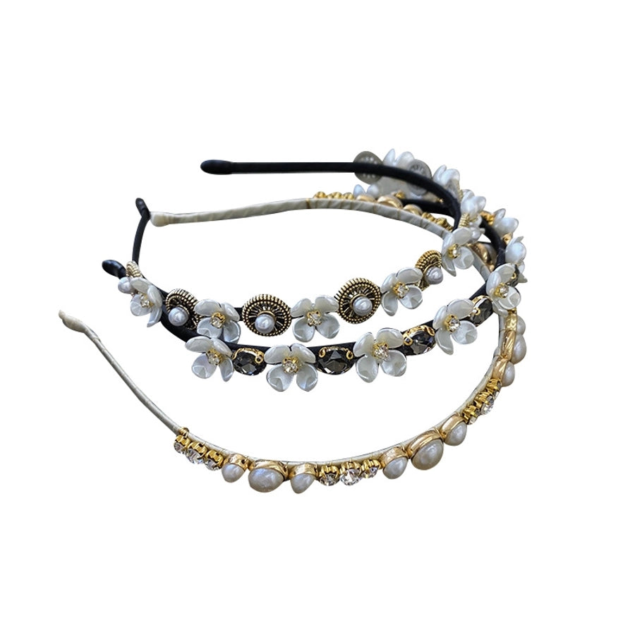 korean version pearl flower full diamond headband