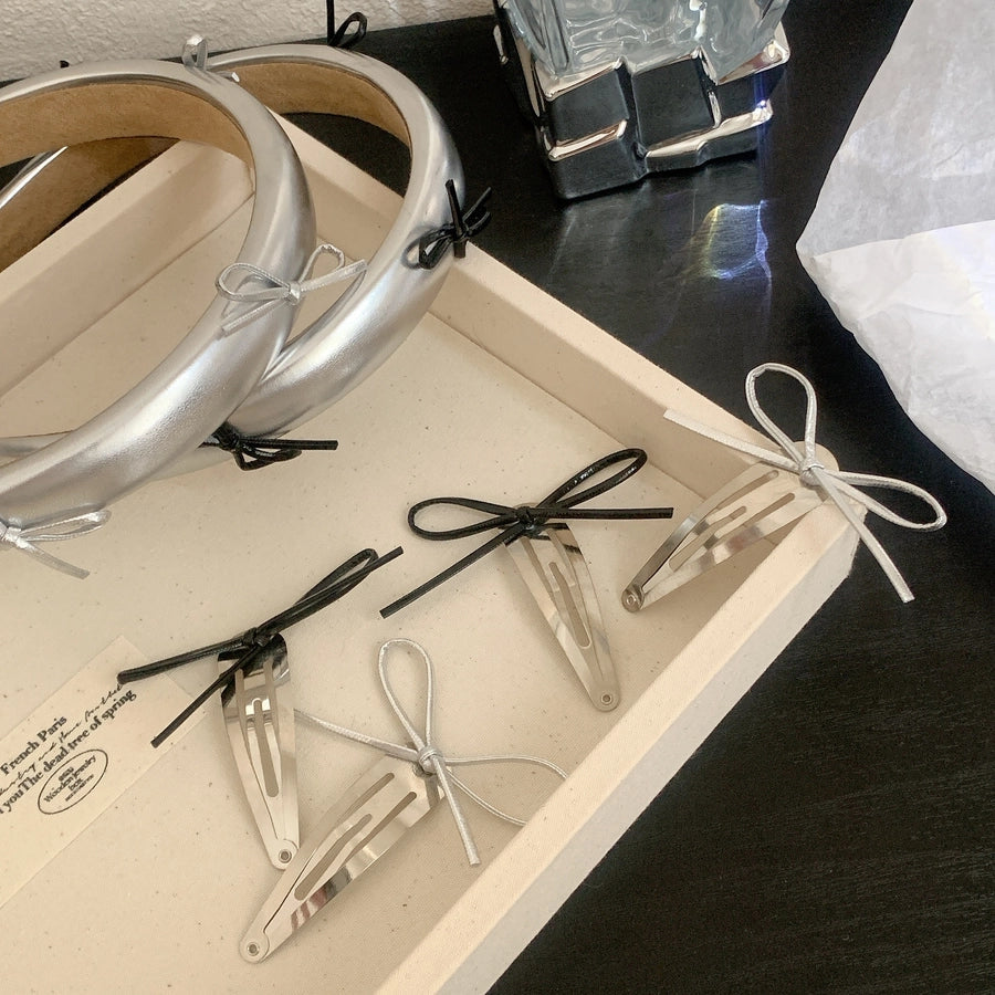 Women's Sweet Simple Style Bow Knot Leather Hair Clip Hair Band