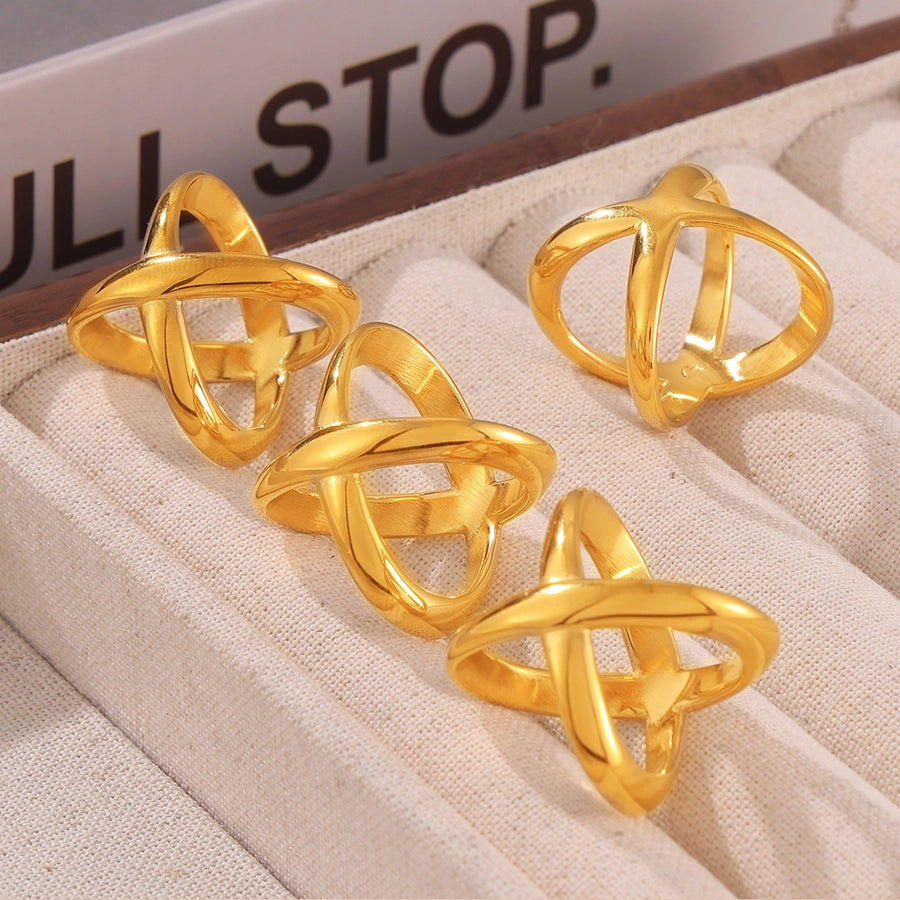 Jewelry Simple Style Classic Style Solid Color Titanium Steel 18K Gold Plated Plating Rings