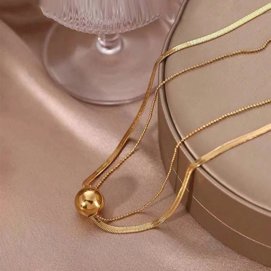 Jewelry Basic Simple Style Classic Style Ball 304 Stainless Steel 18K Gold Plated Plating Double Layer Necklaces