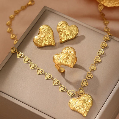 Jewelry Simple Style Classic Style Heart Shape 304 Stainless Steel Plating Jewelry Set